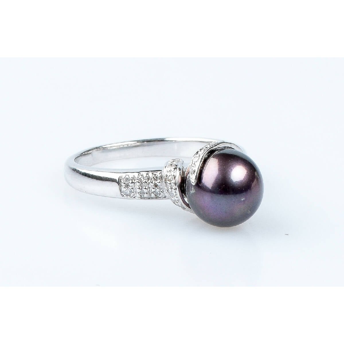 Bague diamant perle de Tahiti en or blanc 18 carats - Castafiore