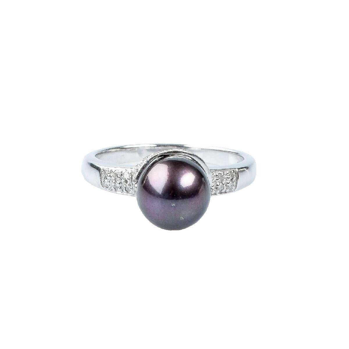Bague diamant perle de Tahiti en or blanc 18 carats - Castafiore