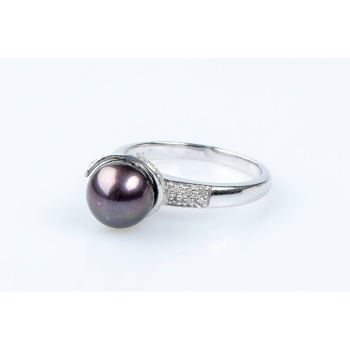 Bague diamant perle de Tahiti en or blanc 18 carats - Castafiore
