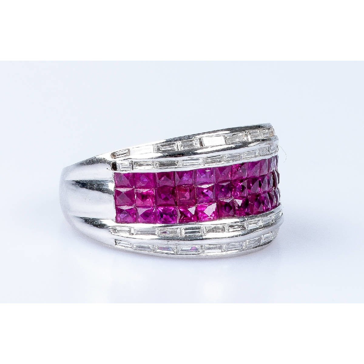 Bague diamant rubis en or blanc 18 carats - Castafiore