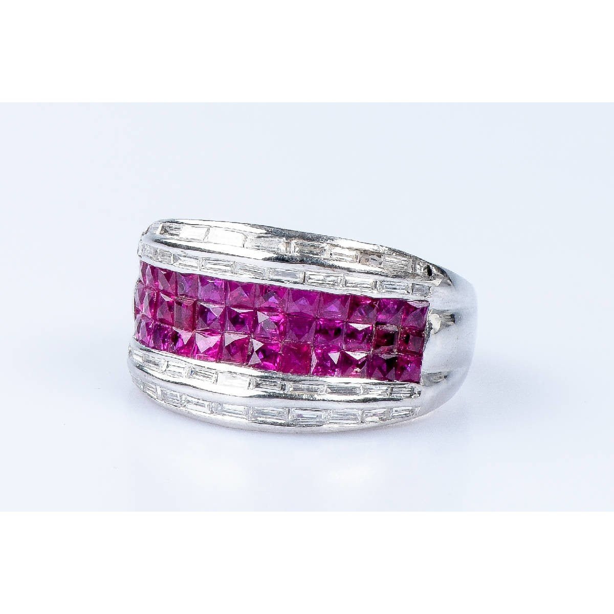 Bague diamant rubis en or blanc 18 carats - Castafiore