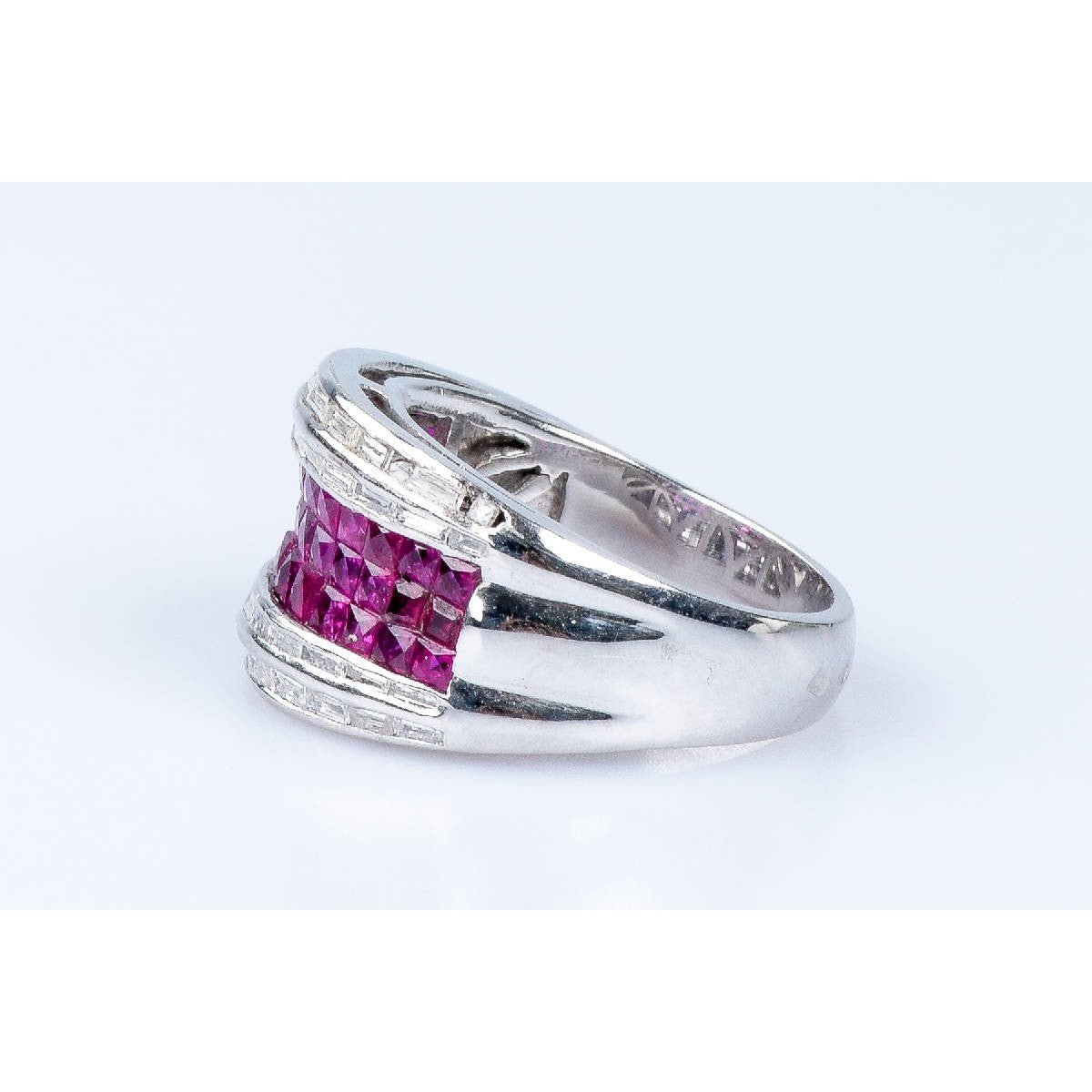 Bague diamant rubis en or blanc 18 carats - Castafiore