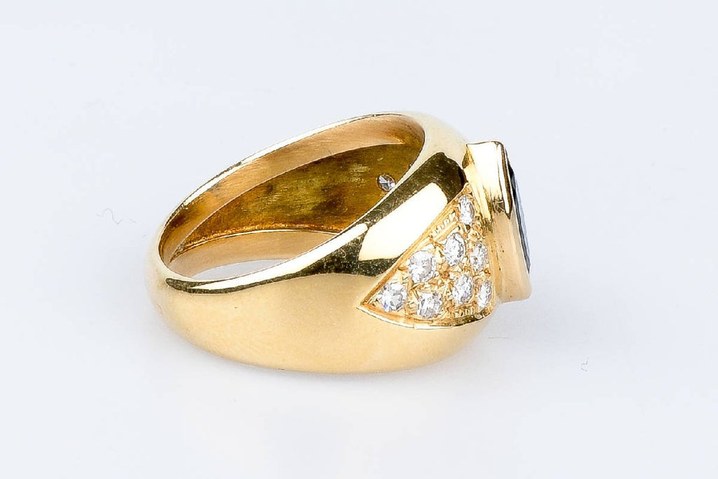 Bague diamant saphir en or jaune 18 carats - Castafiore
