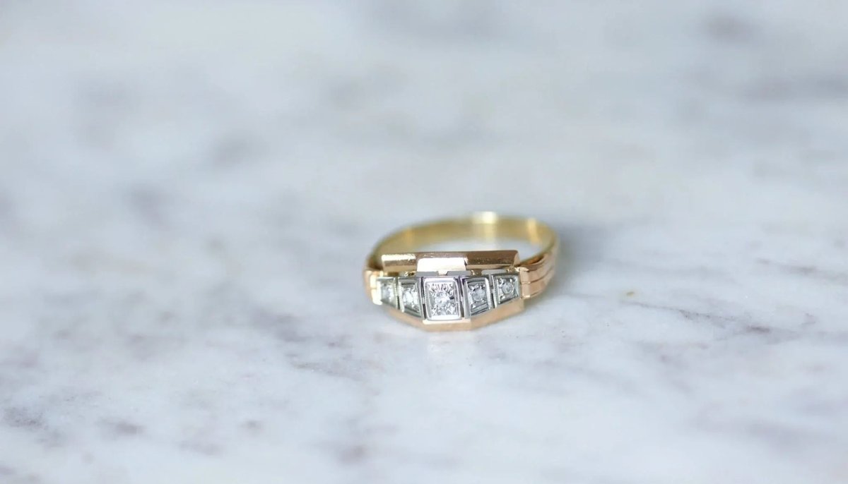 Bague diamants Art Déco bandeau - Castafiore