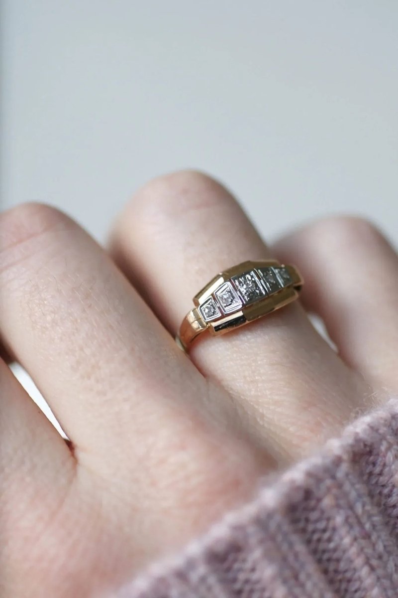 Bague diamants Art Déco bandeau - Castafiore