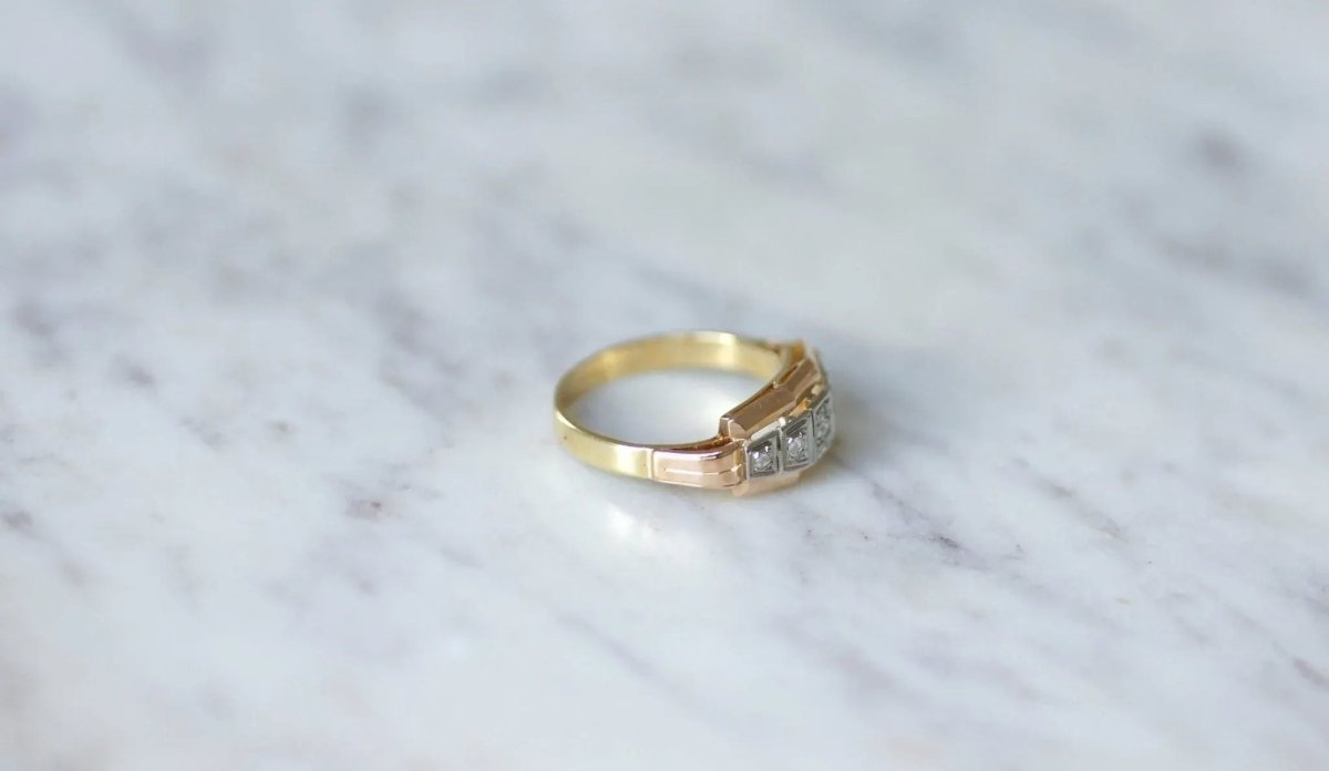 Bague diamants Art Déco bandeau - Castafiore