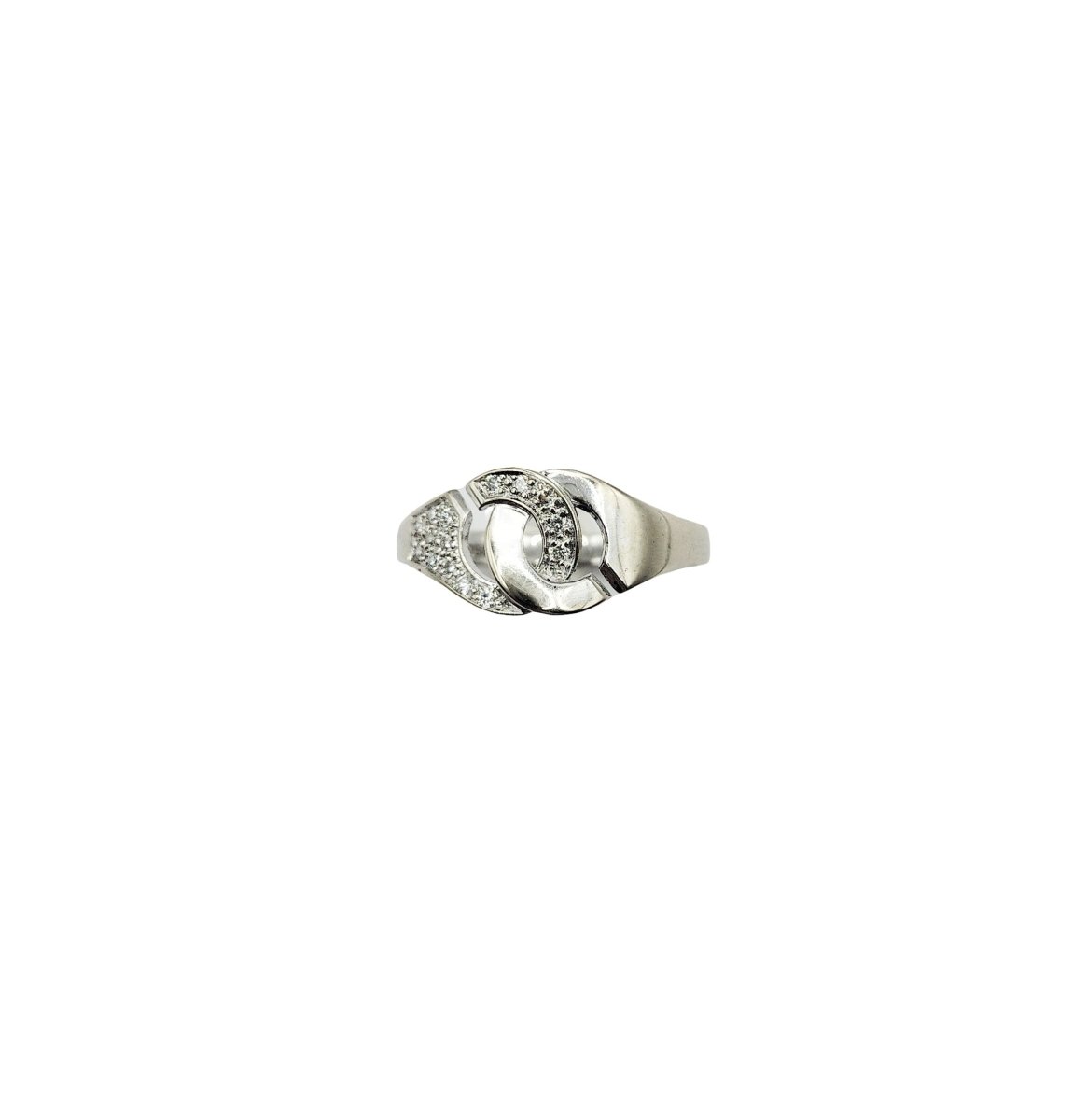 Bague DINH VAN "Menottes R8" en or blanc et diamants - Castafiore