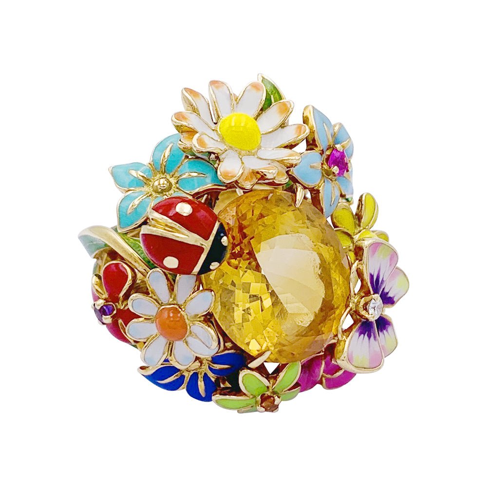 Bague Dior, "Diorette", citrine, laque, or jaune - Castafiore