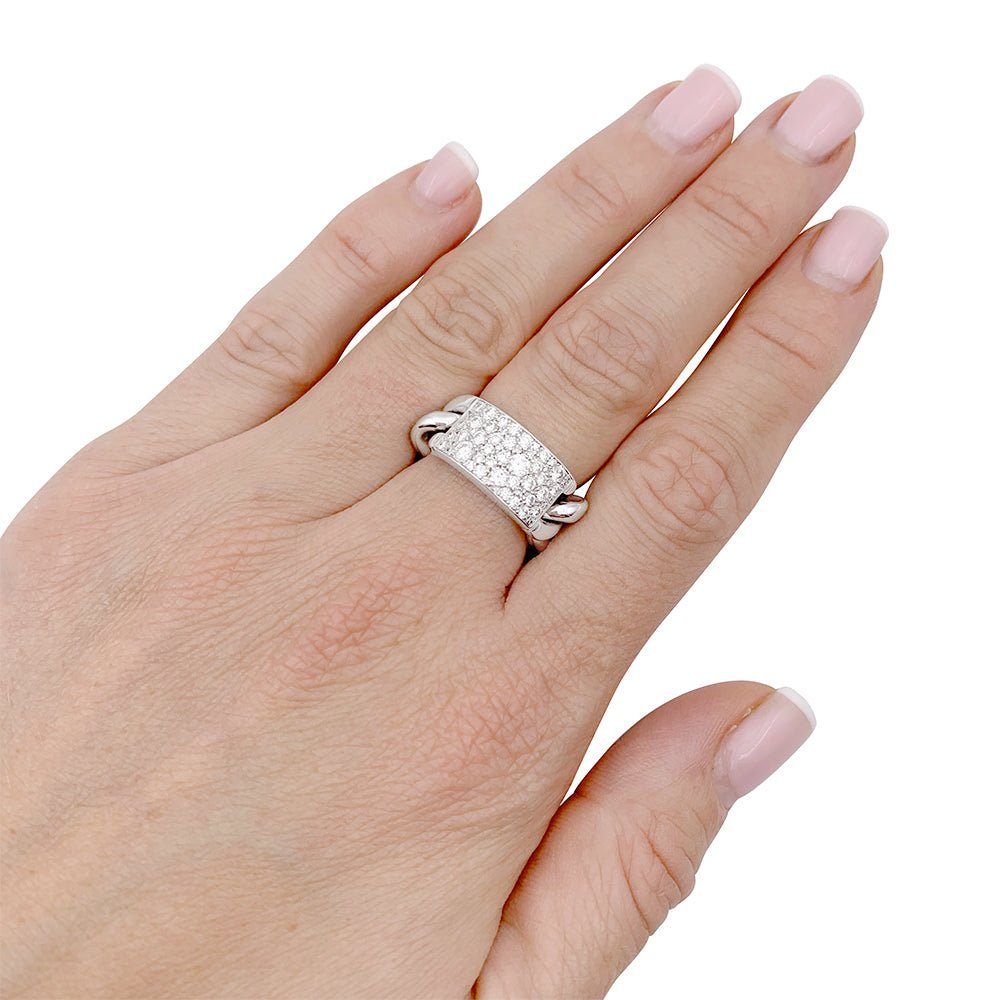 Bague DIOR "Gourmette" en or blanc et diamants - Castafiore