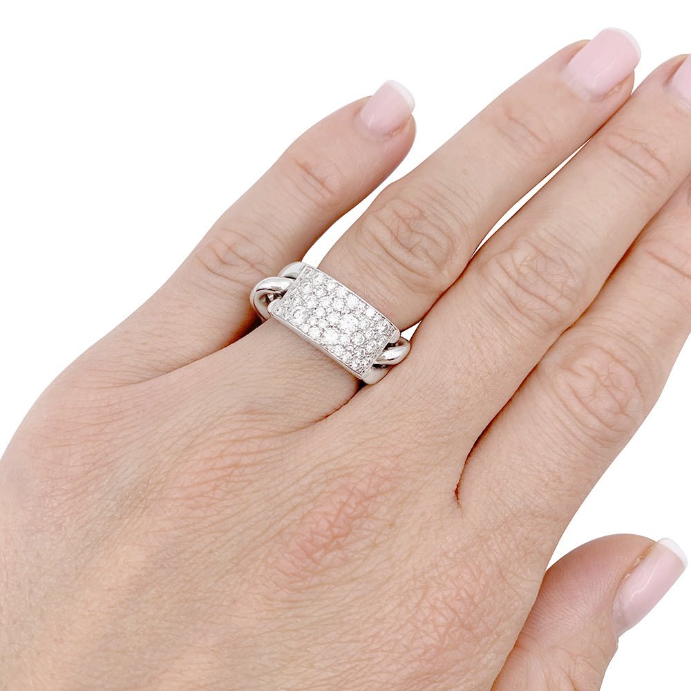 Bague DIOR "Gourmette" en or blanc et diamants - Castafiore