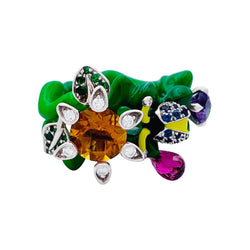 Bague Dior, "Milly Carnivora", laque, diamants, pierres de couleur. - Castafiore