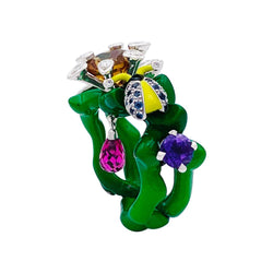 Bague Dior, "Milly Carnivora", laque, diamants, pierres de couleur. - Castafiore