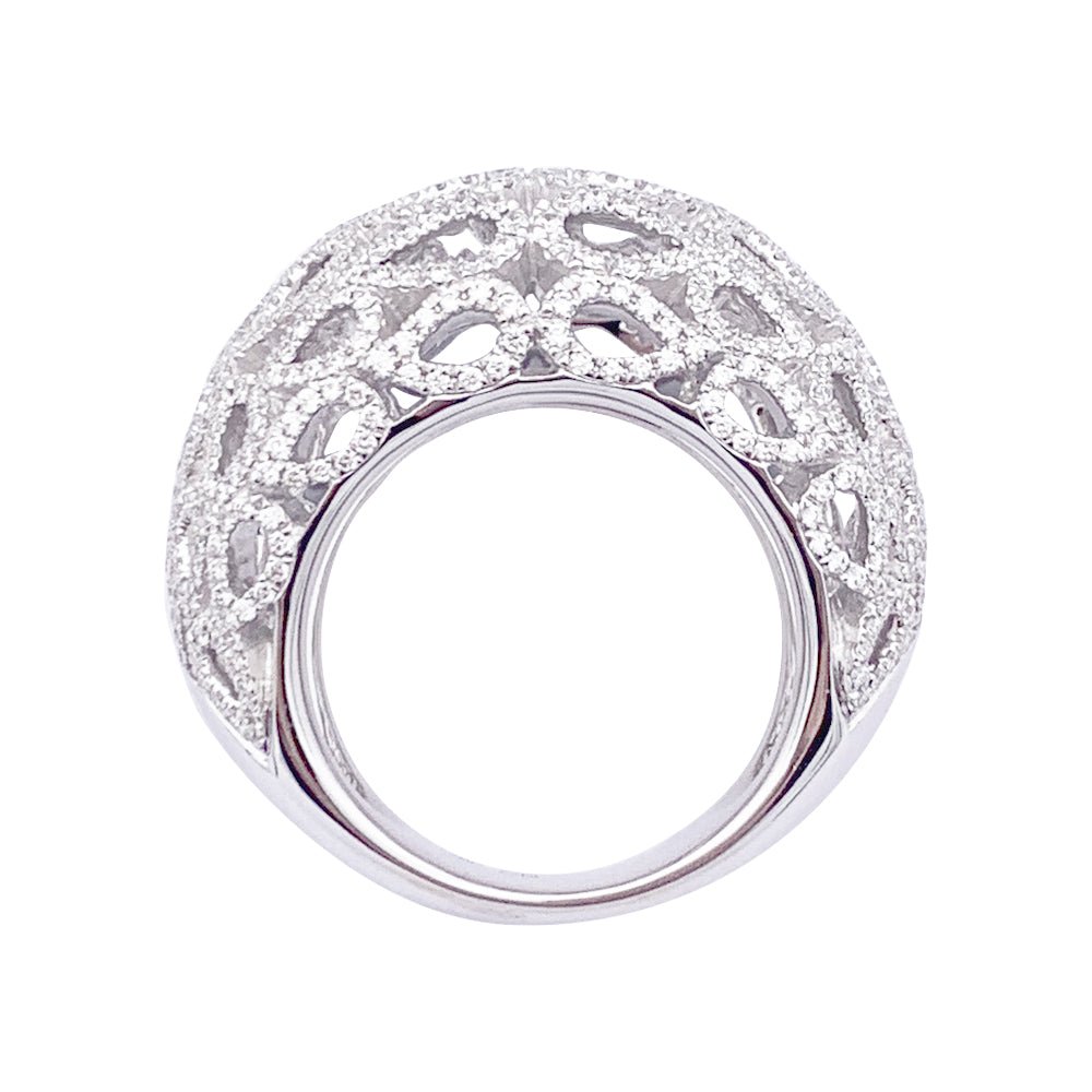 Bague dôme BUCHERER "Lacrima" or blanc et diamants - Castafiore