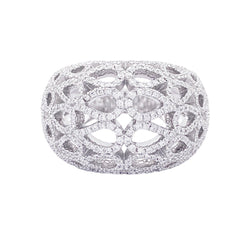 Bague dôme BUCHERER "Lacrima" or blanc et diamants - Castafiore