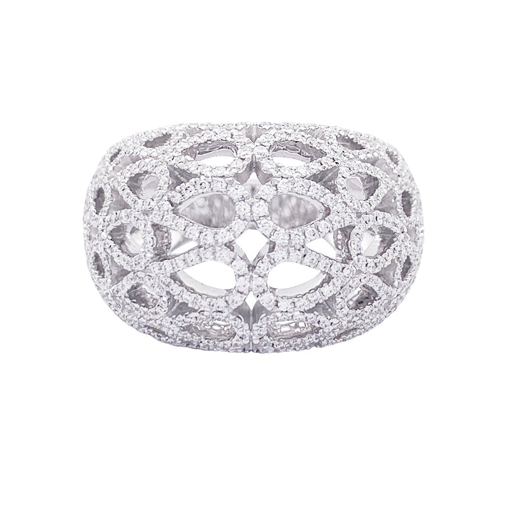 Bague dôme BUCHERER "Lacrima" or blanc et diamants - Castafiore