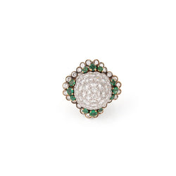 Bague Dôme en or jaune, émeraudes et diamants - Castafiore