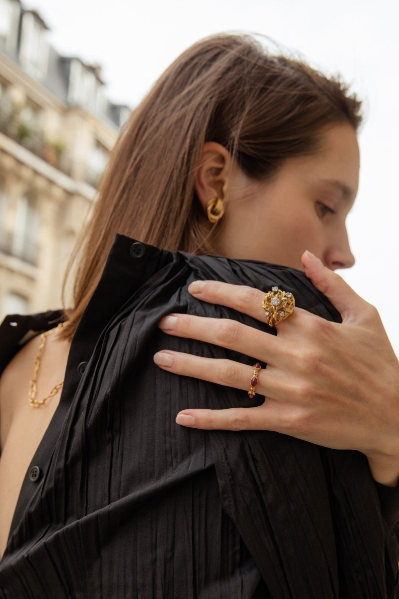 Bague Dôme en or jaune et diamants - Castafiore
