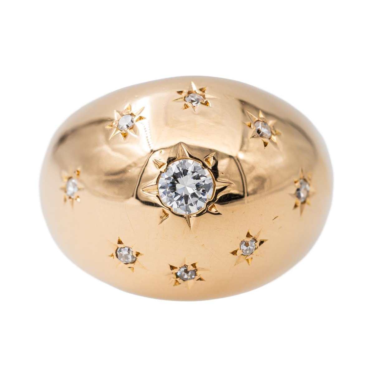 Bague Dôme en or rose et diamants - Castafiore