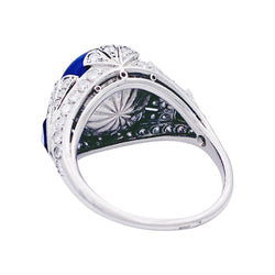 Bague dôme en platine, lapis lazuli et diamants. - Castafiore