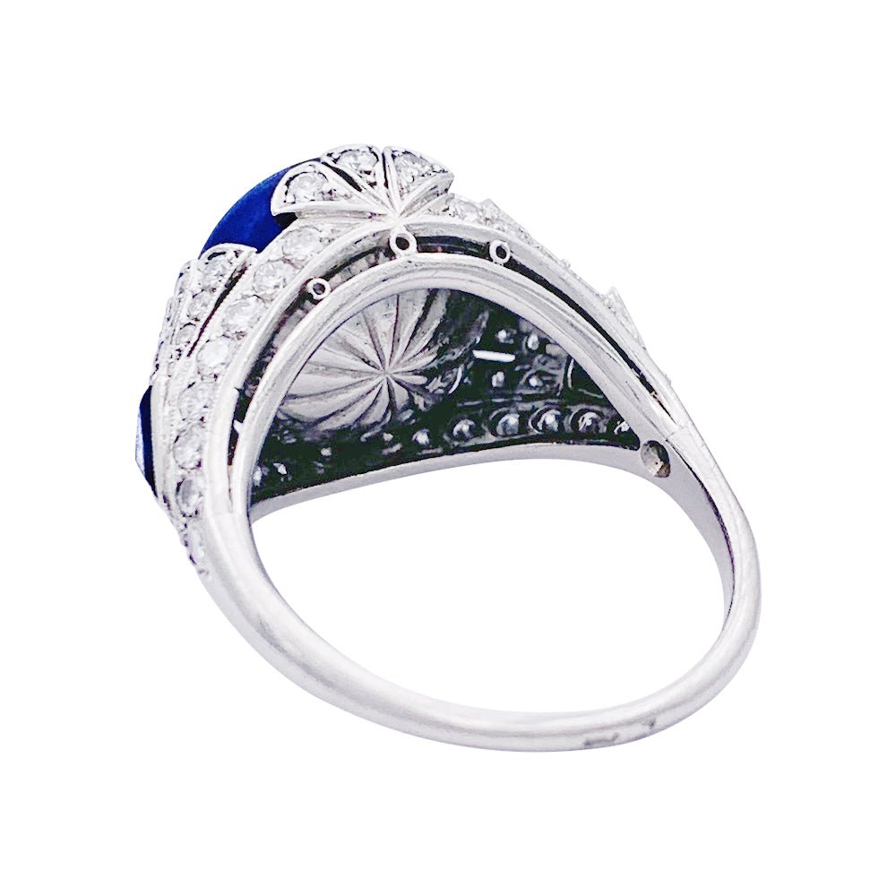 Bague dôme en platine, lapis lazuli et diamants. - Castafiore