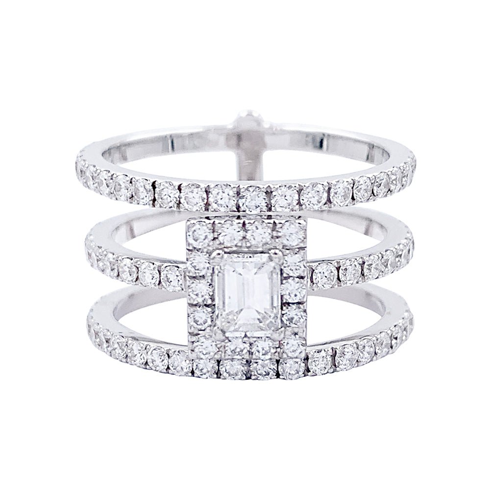 Bague Edouard Nahum, "Trilogie Emeraude", diamants, or blanc - Castafiore