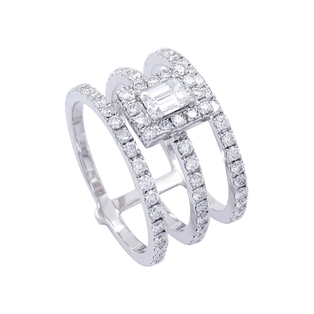 Bague Edouard Nahum, "Trilogie Emeraude", diamants, or blanc - Castafiore