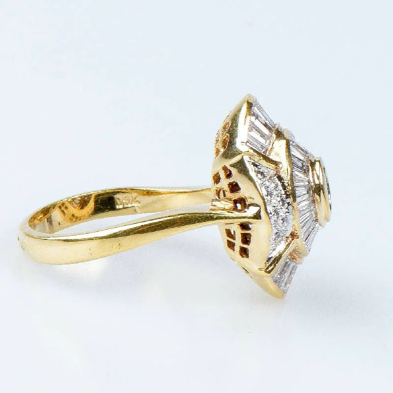 Bague émeraude diamant en or jaune 18 carats - Castafiore