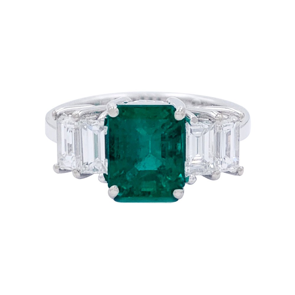 Bague émeraude or blanc, diamants - Castafiore