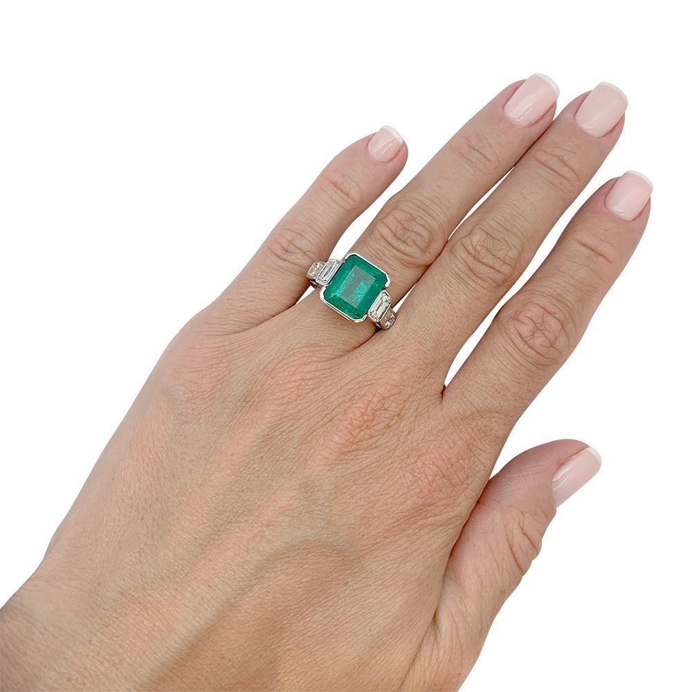 Bague émeraude or blanc, diamants - Castafiore