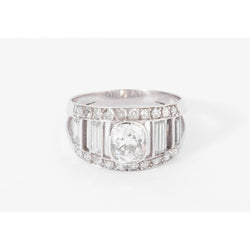 Bague en diamant et platine forme bandeau - Castafiore