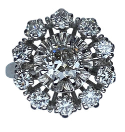 Bague en or 18 carats de forme marguerite «soleil» sertie de diamants - Castafiore