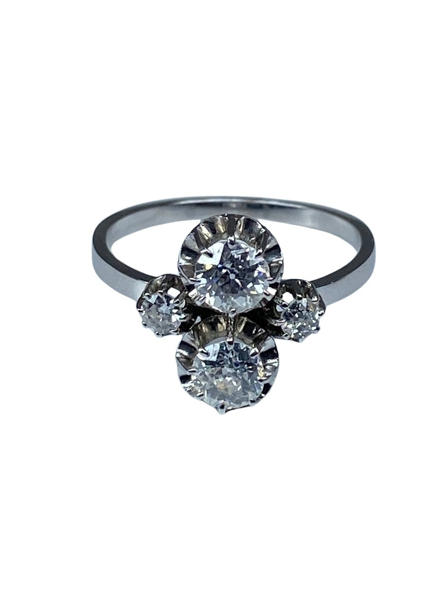 Bague en or 18 carats et platine, toi et moi, sertie de diamants - Castafiore