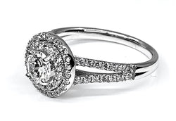 Bague en or blanc 18 carat , diamant 0,40 carat couleur E - Castafiore