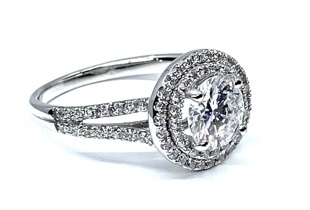 Bague en or blanc 18 carats, diamant 0,97 carat couleur E - Castafiore