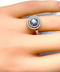 Bague en or blanc 18 carats, diamant couleur E - Castafiore