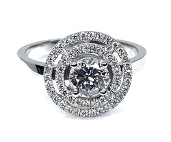 Bague en or blanc 18 carats, diamant couleur E - Castafiore