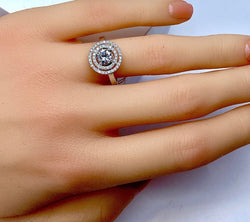 Bague en or blanc 18 carats, diamant couleur E - Castafiore