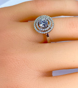 Bague en or blanc 18 carats, diamant couleur E - Castafiore