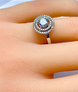 Bague en or blanc 18 carats, diamant couleur E - Castafiore