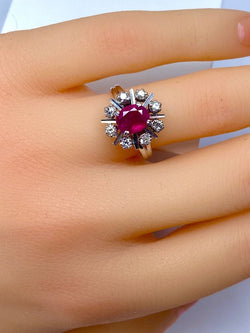 Bague en or blanc 18 carats en rubis et diamants - Castafiore