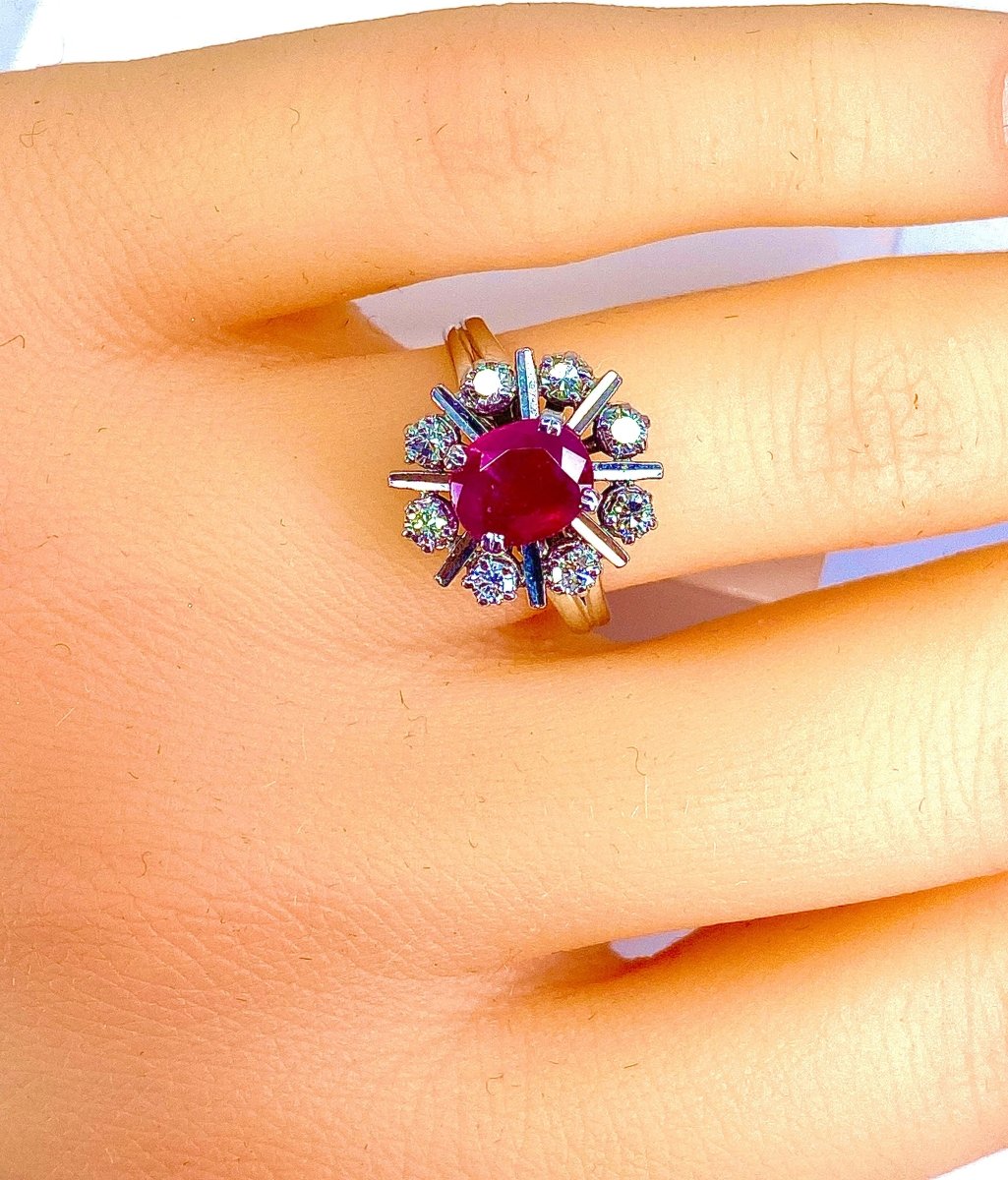 Bague en or blanc 18 carats en rubis et diamants - Castafiore