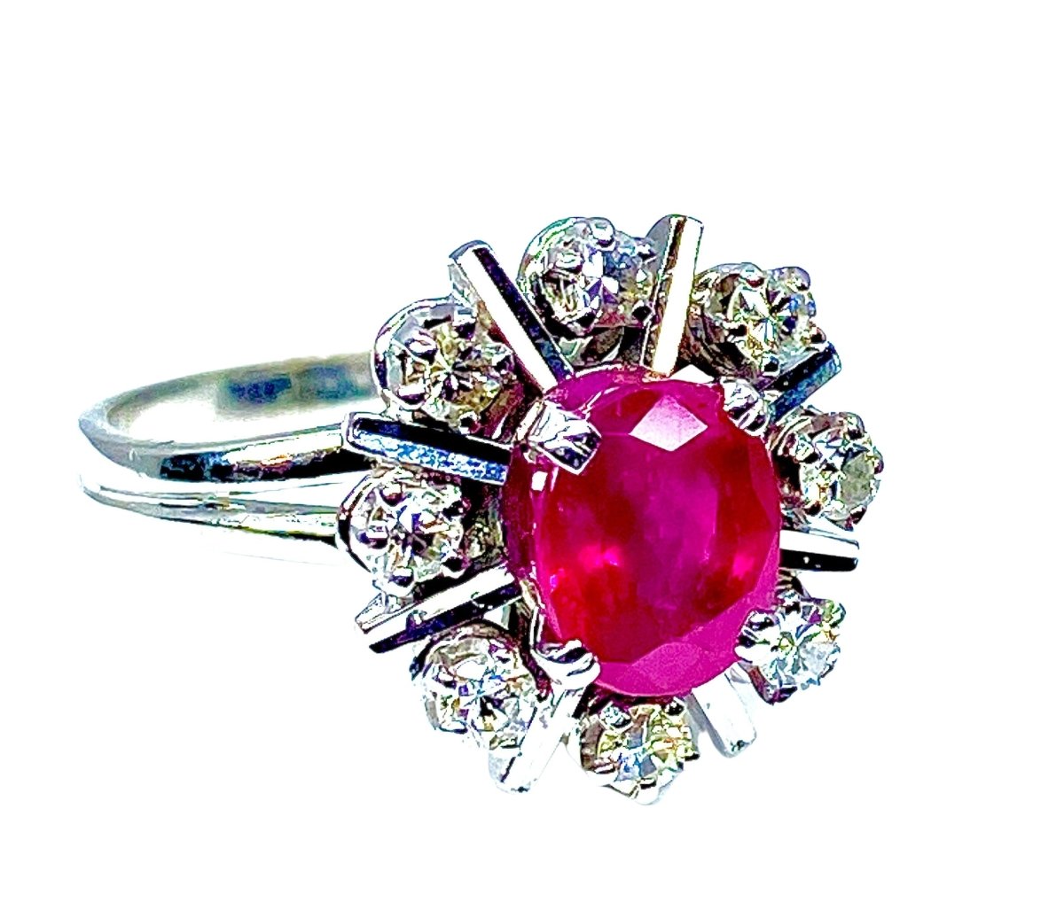 Bague en or blanc 18 carats en rubis et diamants - Castafiore