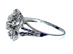 Bague en or blanc 18 carats et diamants, décor de coeurs - Castafiore