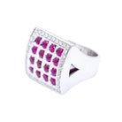 Bague en or blanc avec diamants et rubis d'occasion - Castafiore