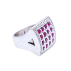 Bague en or blanc avec diamants et rubis d'occasion - Castafiore