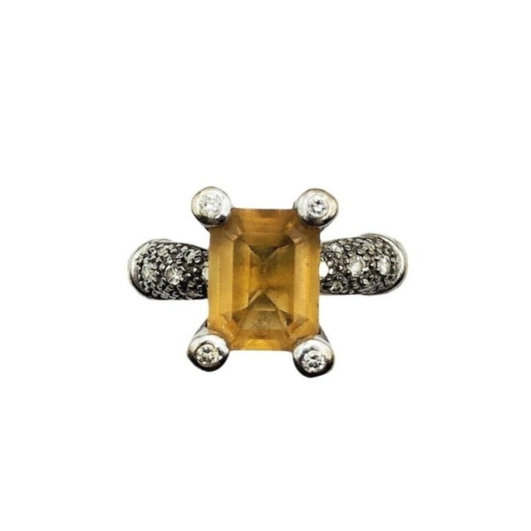 Bague en or blanc et citrine - Castafiore