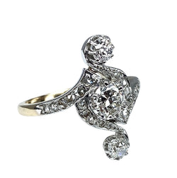 Bague en or blanc et or jaune 18 carats en diamants.Epoque 1900 - Castafiore