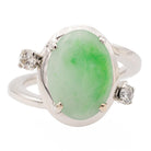 Bague en or blanc, jade et diamants - Castafiore