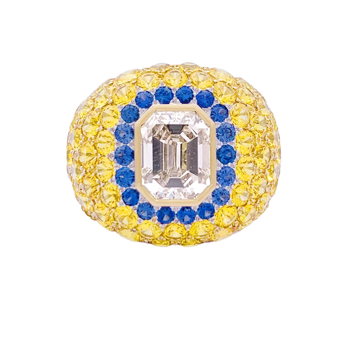 Bague en or blanc, pierres et diamant brun - Castafiore