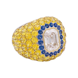 Bague en or blanc, pierres et diamant brun - Castafiore